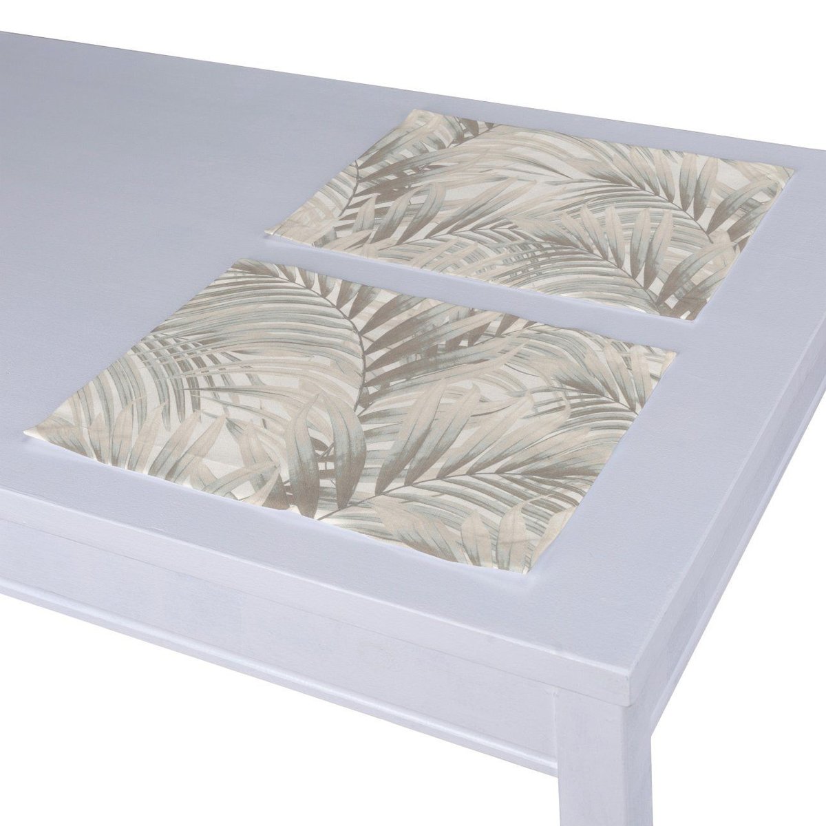 Dekoria pl pl Podkładka 2 sztuki beżowo kremowe liście palmy na białym tle w 40 x 30 cm Gardenia 403-142-14