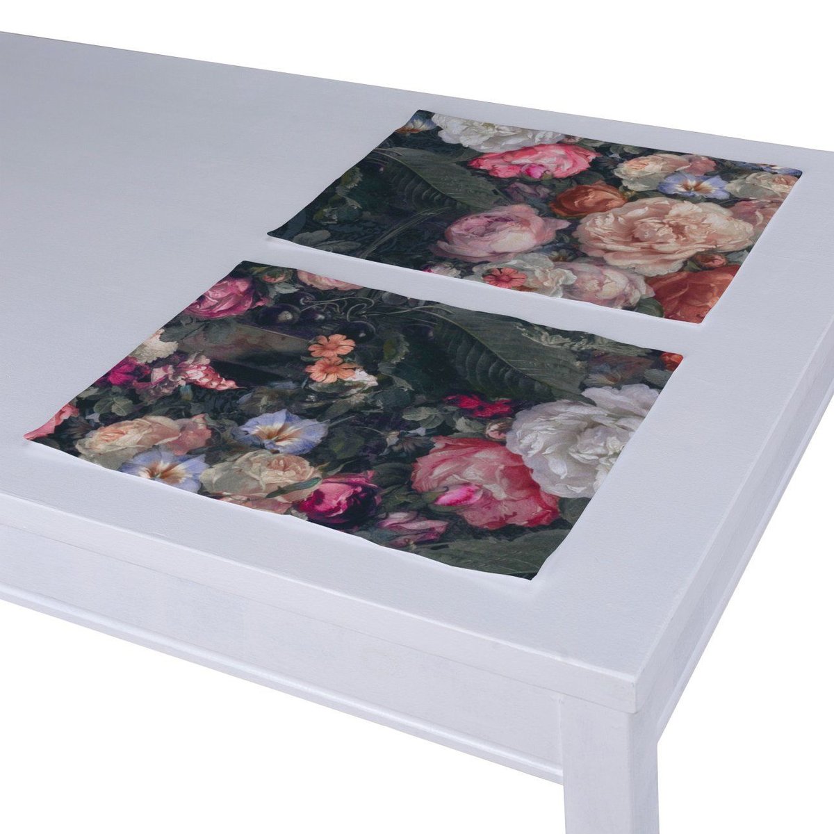 Dekoria pl pl Podkładka 2 sztuki wielobarwne kwiaty na ciemnym tle 40 x 30 cm Gardenia