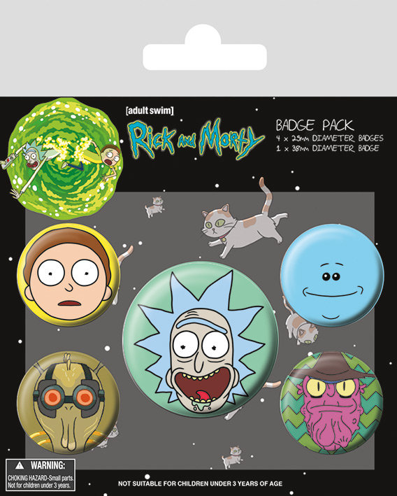 Pyramid Posters Rick and Morty (Heads) - przypinki 2,5 - 3,8 BP80615