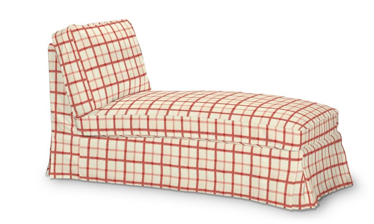 Dekoria Pokrowiec na szezlong leżankę Ektorp wolnostojący prosty tył ecru tło czerwona kratka 63 x 166 x 73 cm Avinon 1004-131-15