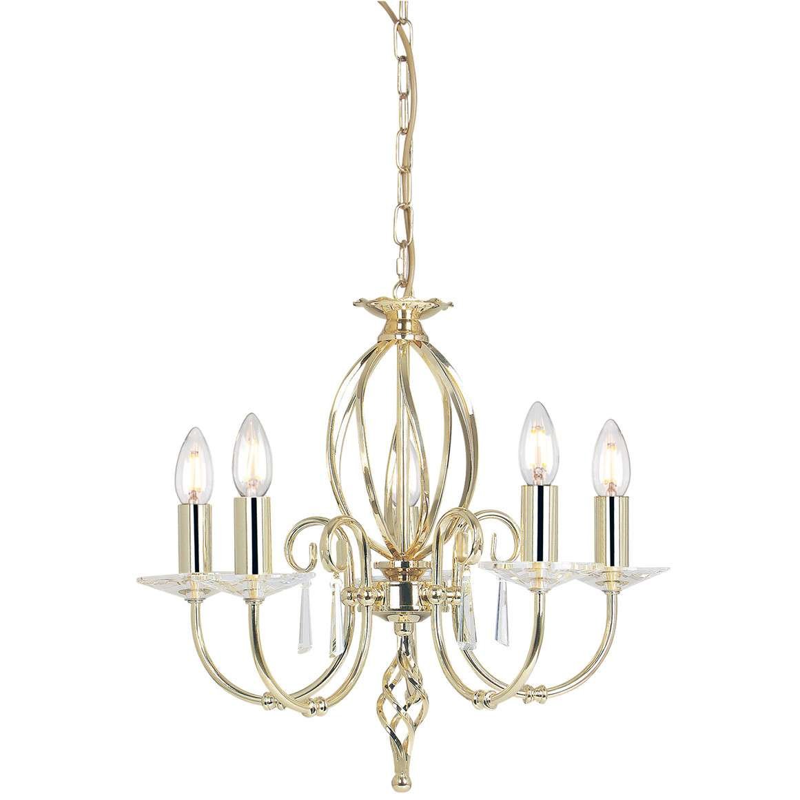 Elstead Lighting Aegean 5Lt Chandelier Polished Brass AG5 POL BRASS Elstead lampa wisząca stylowa świecznikowa AG5 POL BRASS )