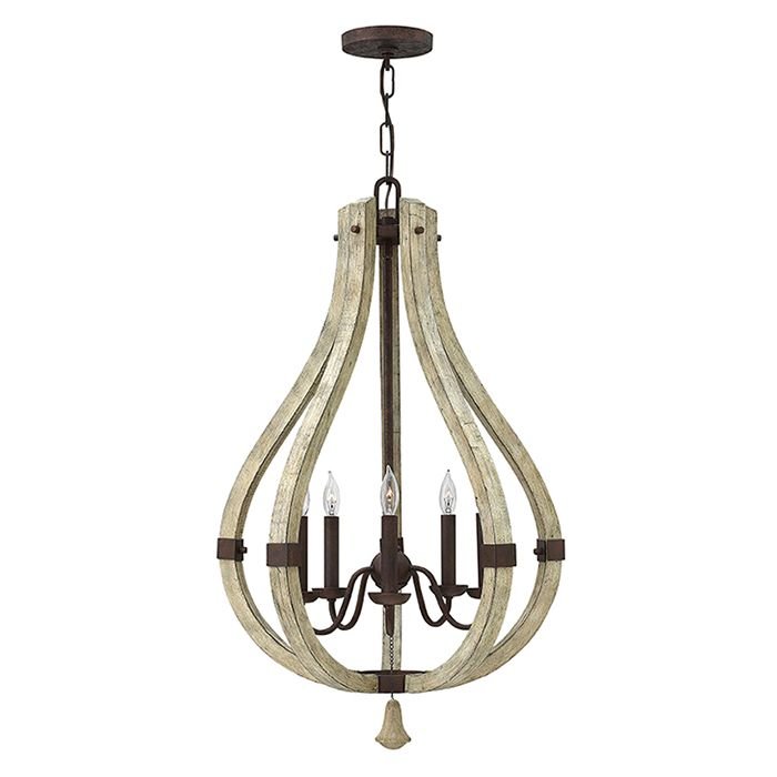 Elstead Lighting Z drewna i stali żyrandol Middlefield 5-punktowy