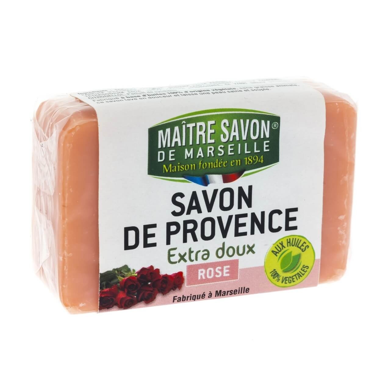 Maitre Savon De Marseille Mydło marsylskie róża 100 g - Maître Savon