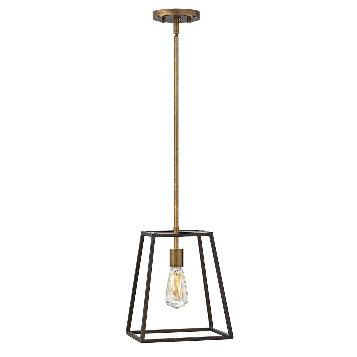 Elstead Lighting Wisząca LAMPA vintage FULTON HK/FULTON/P  HINKLEY industrialna OPRAWA metalowa zwis klatka brąz