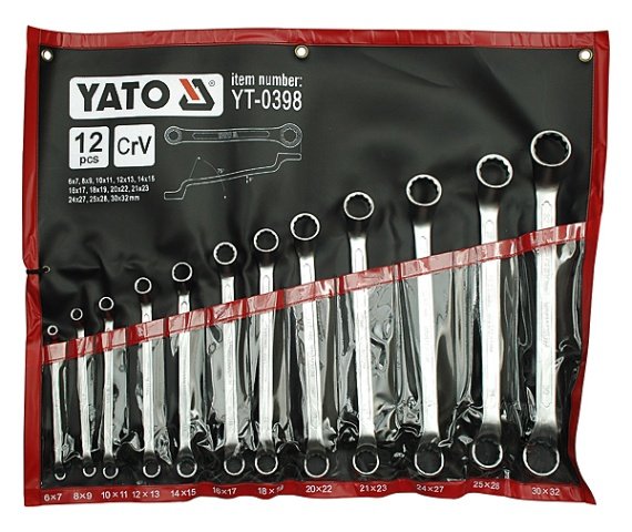 Yato Klucze oczkowy odgięte z polerowaną główką kpl 6-32 mm, 12 szt. YT-0398