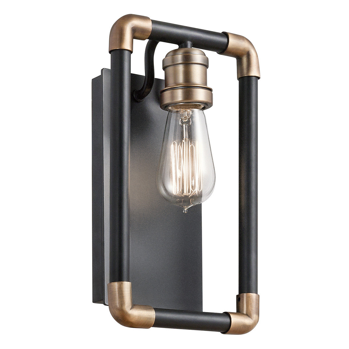 Elstead Lighting Kinkiet LAMPA ścienna IMAHN KL/IMAHN1 KICHLER industrialna OPRAWA metalowa mosiądz naturalny czarna