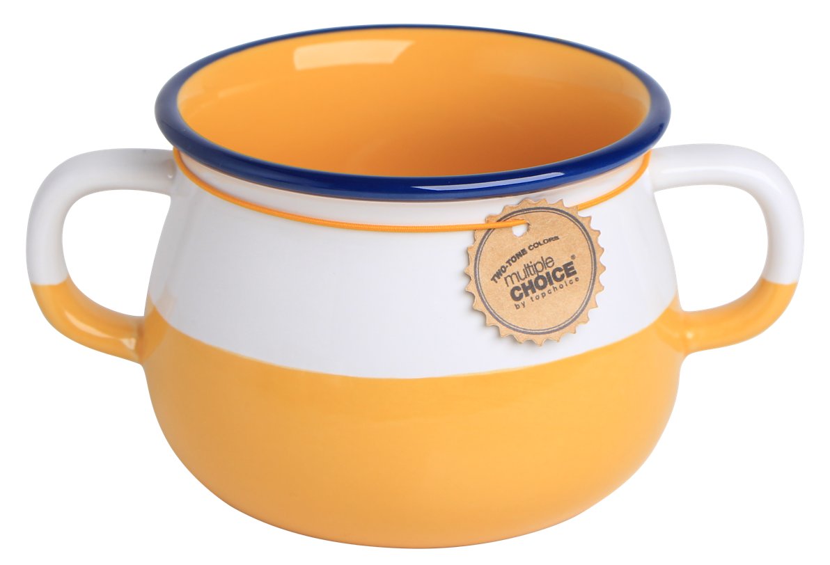 Silly Design, Kubek do zupy Vintage, biało -żółty, 480 ml