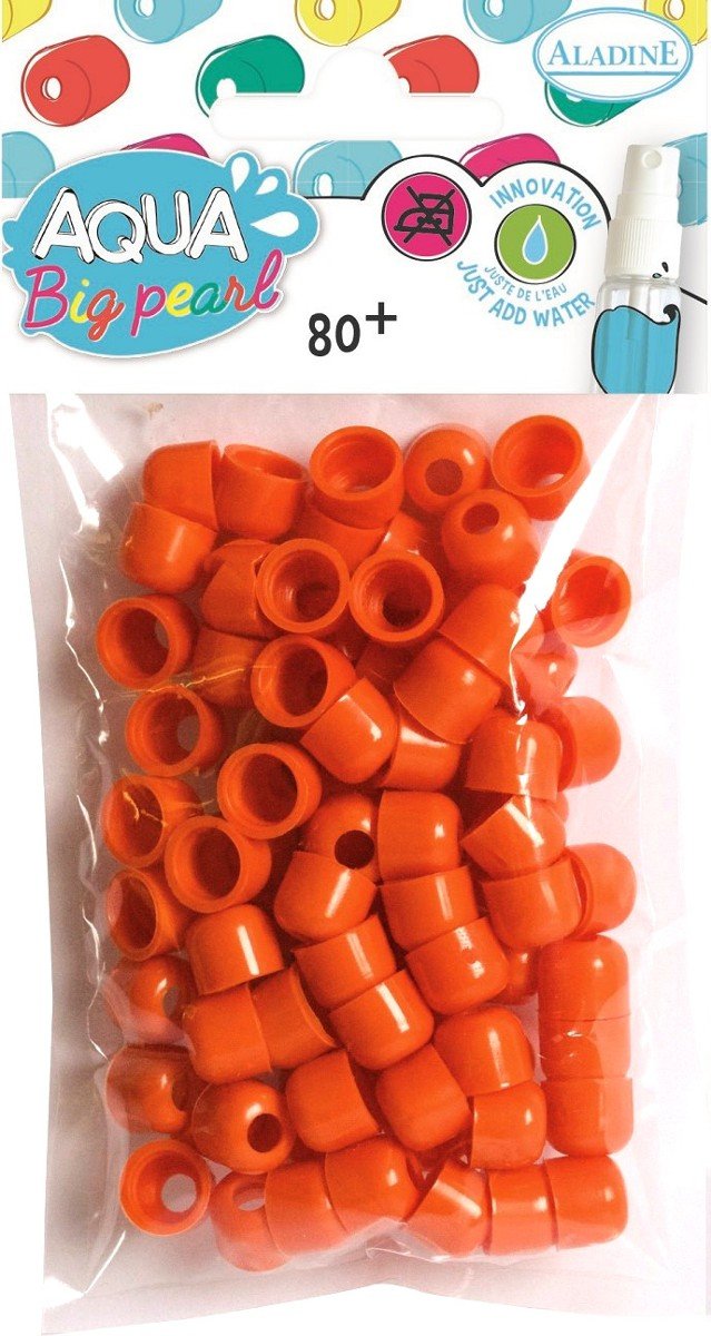Aladine Koraliki, aqua big pearl, pomarańczowe, 80 sztuk