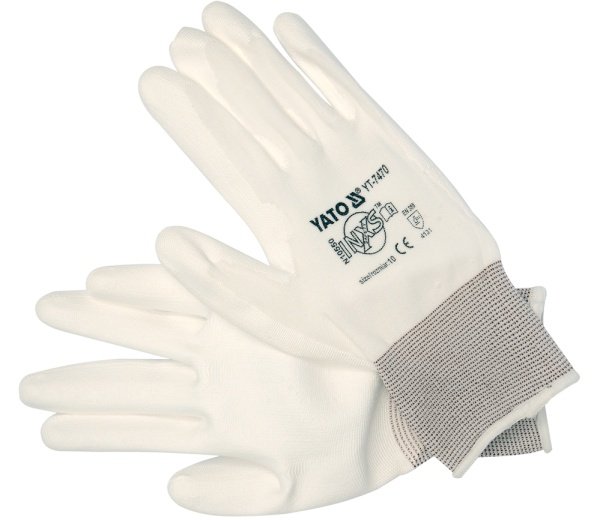 YATO Rękawice robocze białe, nylon,pu YT-7470 YT-7470