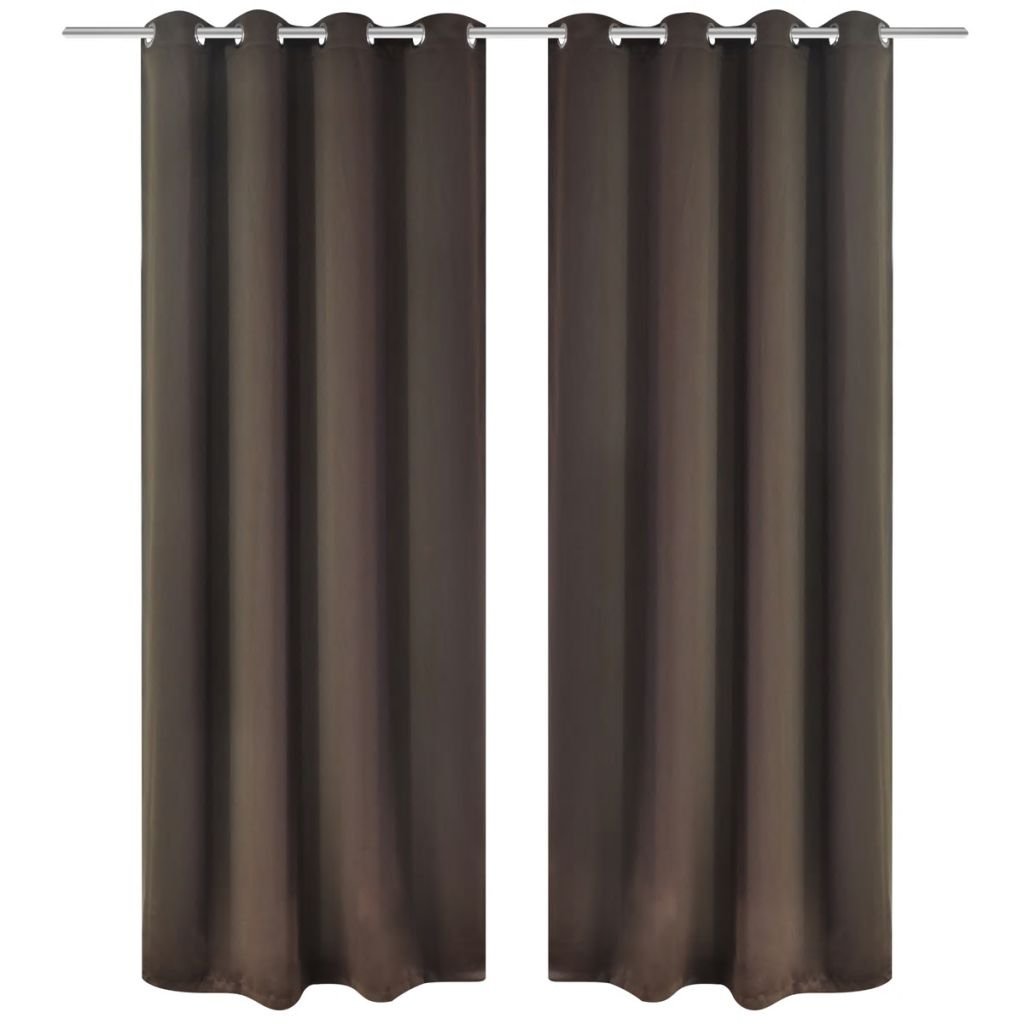 vidaXL Brązowe zasłony zaciemniające z metalowymi otworamix2 135x245 cm