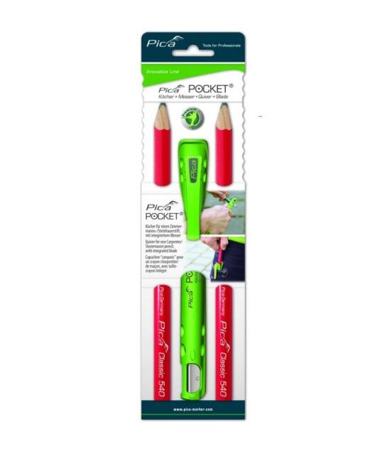 VSA Van Spijk Pica Pocket Uchwyt na ołówek z 2 ołówkami stolarskimi, 24 cm, grafit (PI50501)