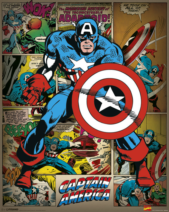 Plakat PYRAMID INTERNATIONAL, Marvel Comics Captain America (Retro), 40x50 cm