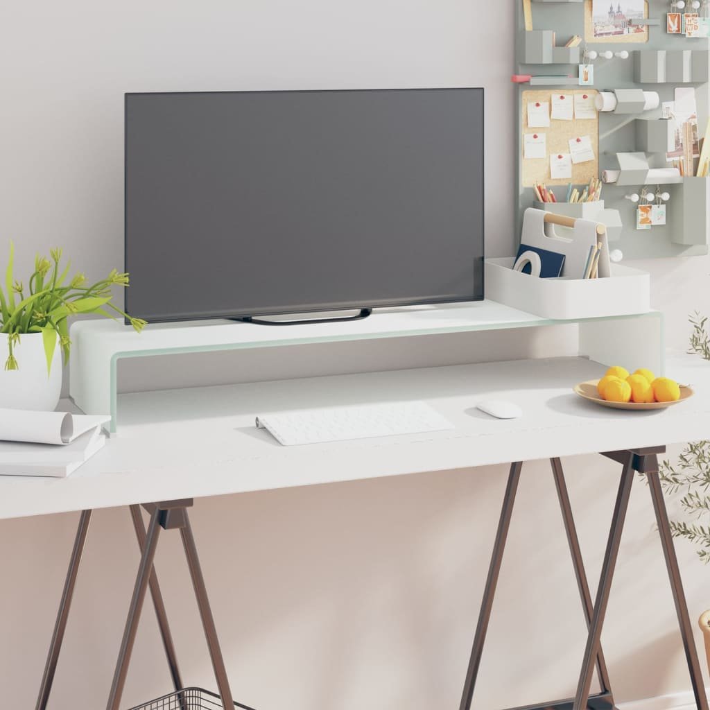 vidaXL Podstawka pod monitor telewizor szklana 100x30x13 cm 244147