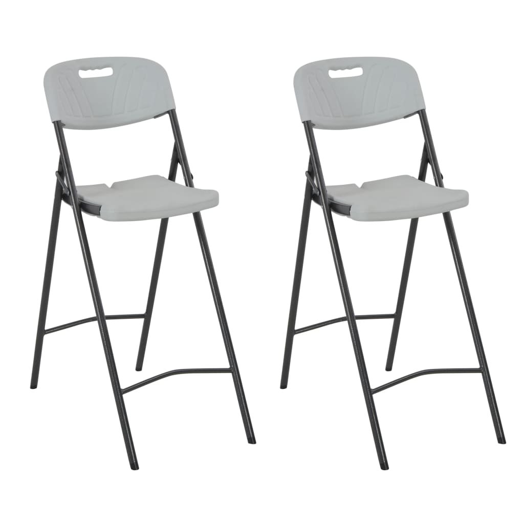 vidaXL Składane krzesła barowe, 2 szt., HDPE, 45x78x114 cm, białe