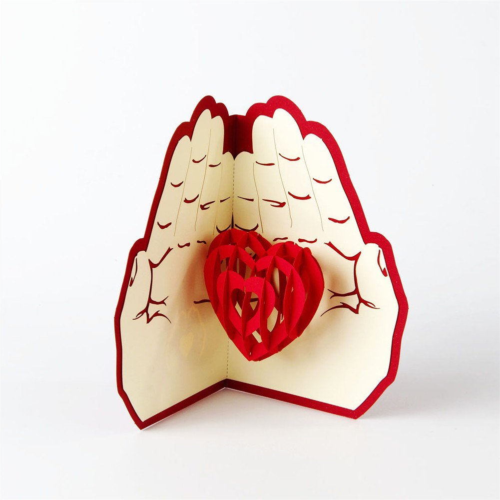 GrandGift Karnet walentynkowy 3D, Serce w rękach