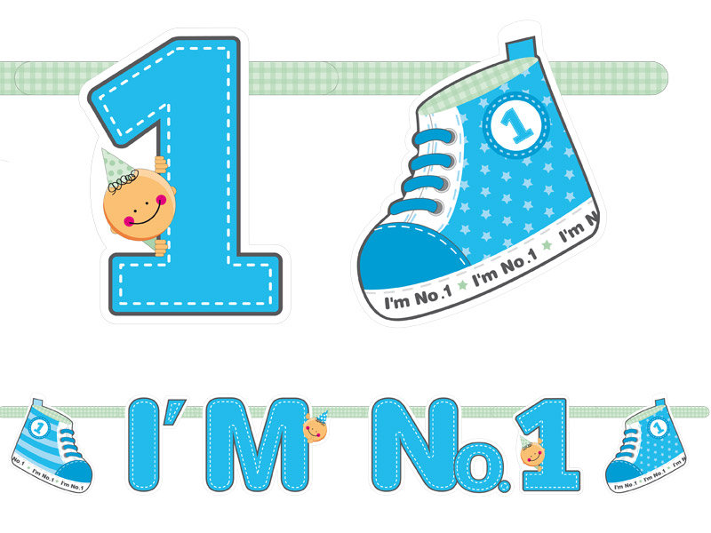 PartyDeco Baner I'm No. 1, niebieski, 110cm GRL10-B