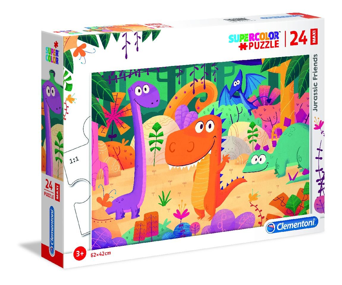 Clementoni Puzzle 24 elementy Maxi Super Kolor - Jurajscy Przyjaciele
