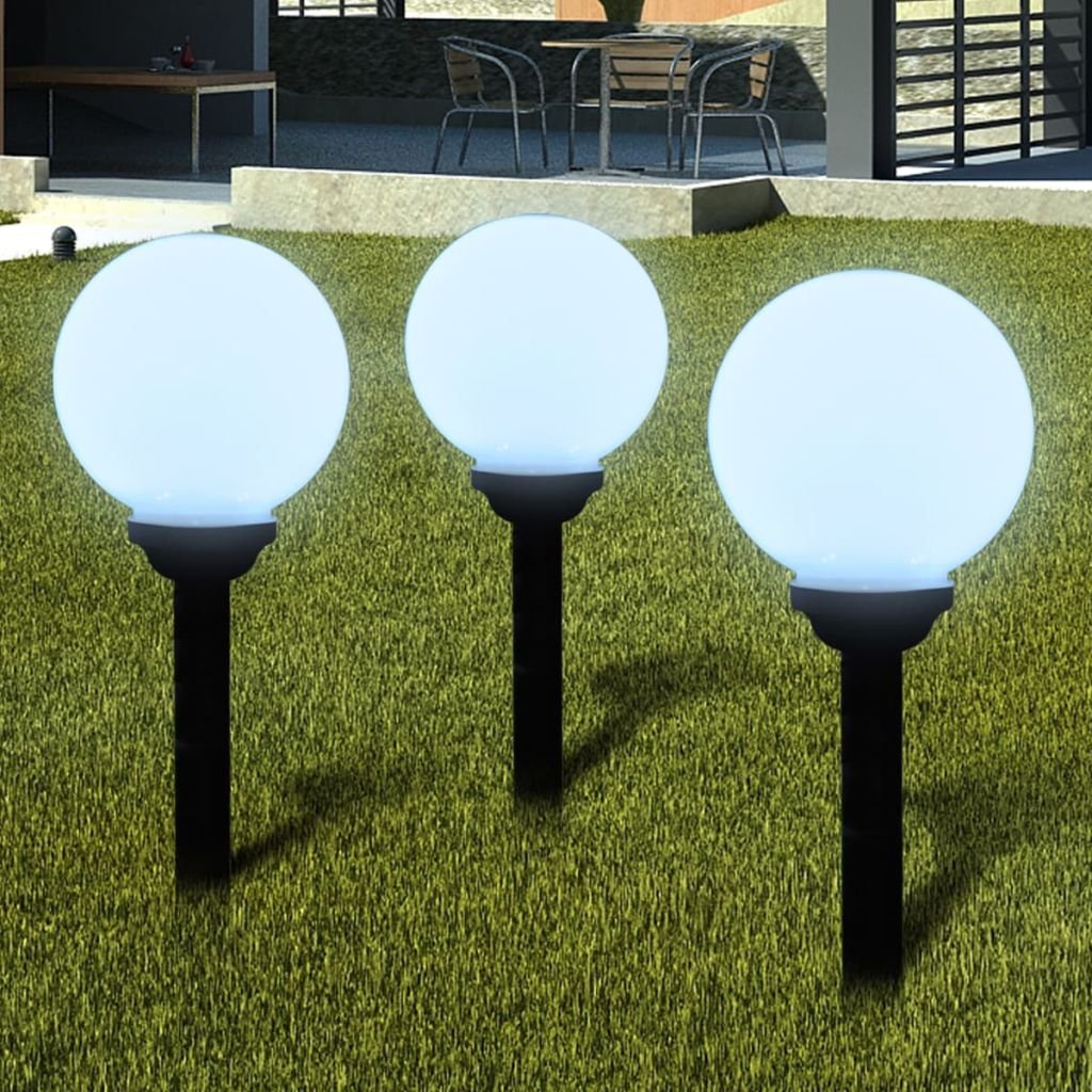 vidaXL Ogrodowe lampy solarne LED 20cm, 3szt z uziemieniem Spike