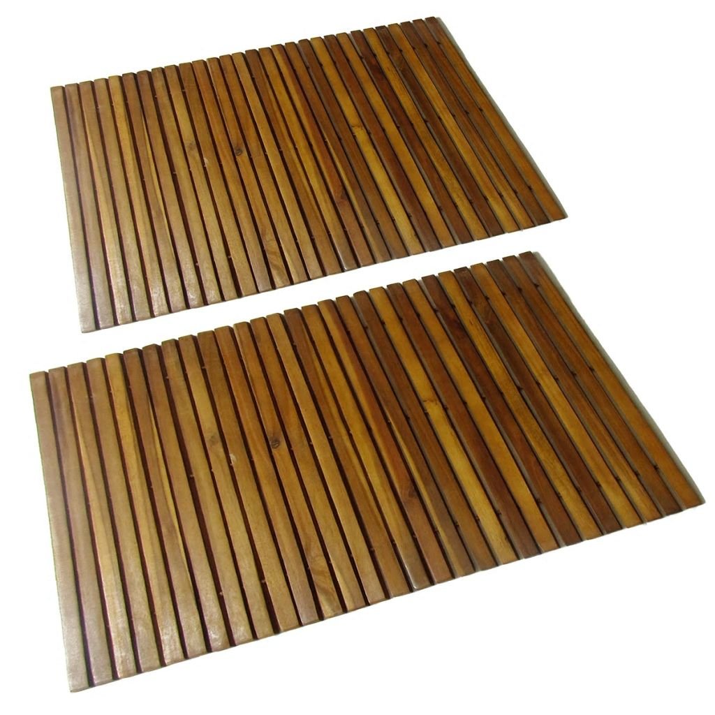 vidaXL Mata prysznicowa z drewna akacjowego (80 x 50 cm) x2