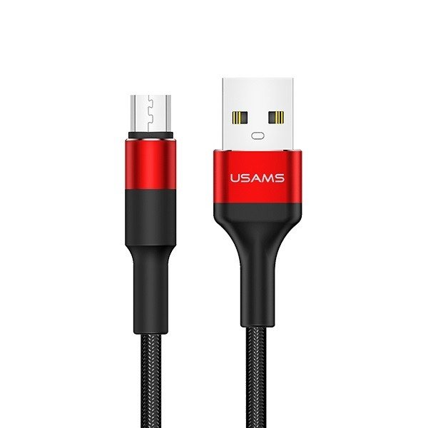 USAMS USAMS Kabel pleciony U5 micro USB 2A 1,2m czerwony US-SJ224 + EKSPRESOWA SJ224USB02