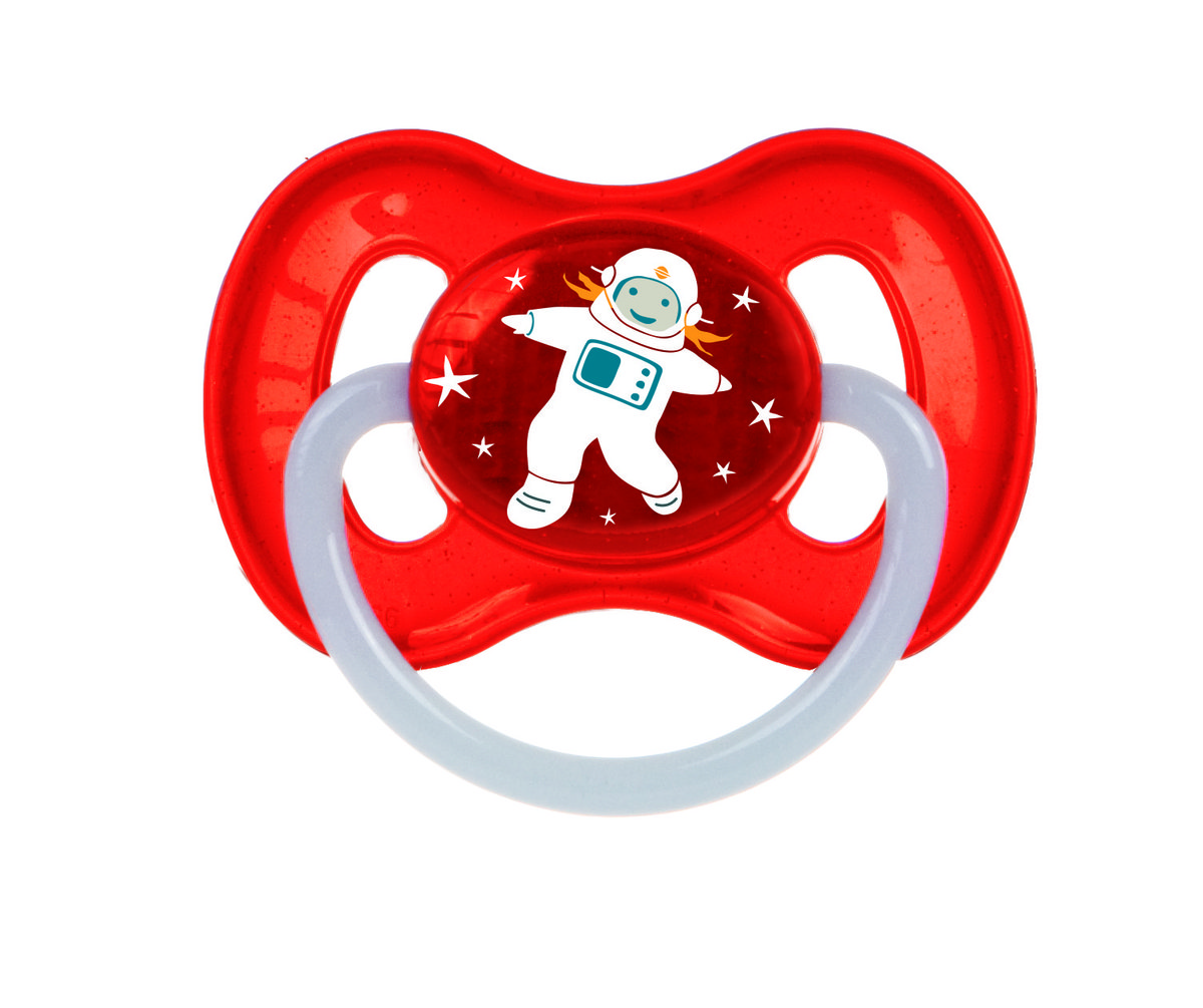 Canpol babies Smoczek kauczukowy okrągły 0-6m Space czerwony