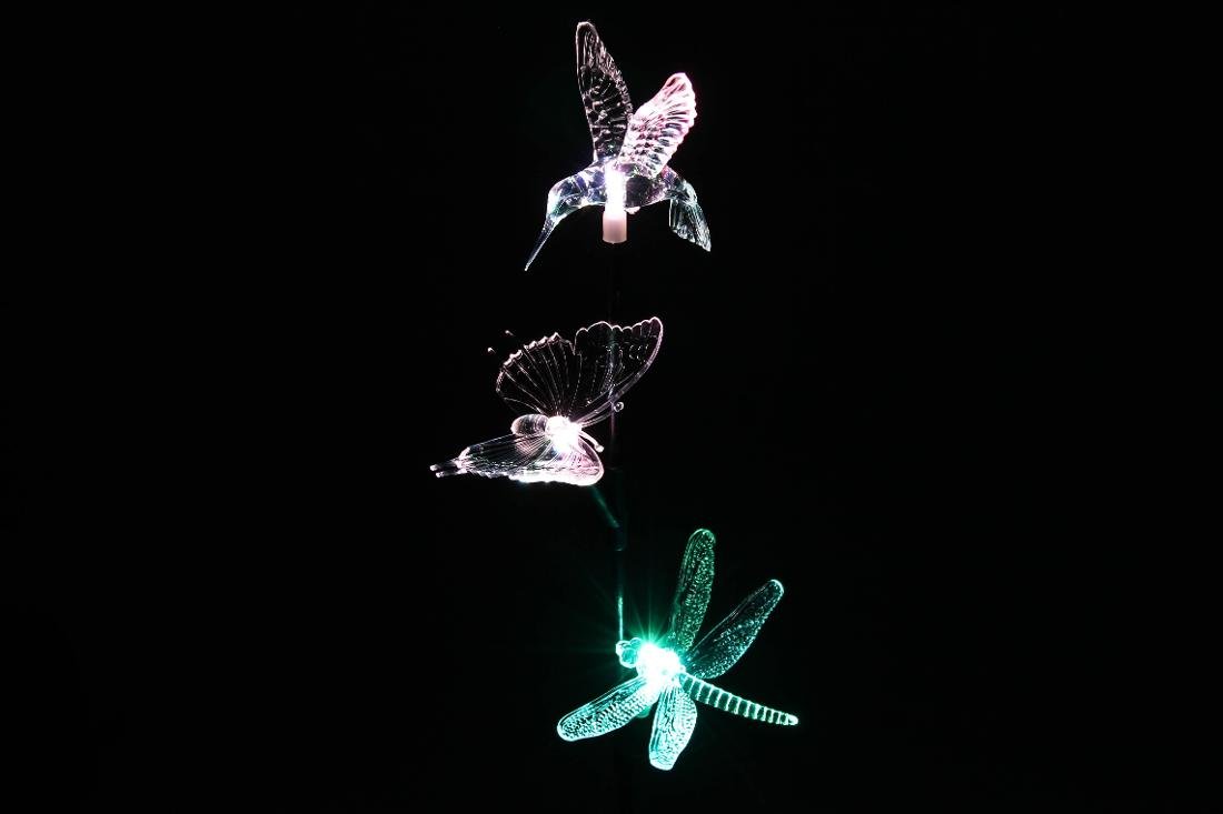 Garthen Lampa solarna ogrodowa LED motyl, koliber, ważka