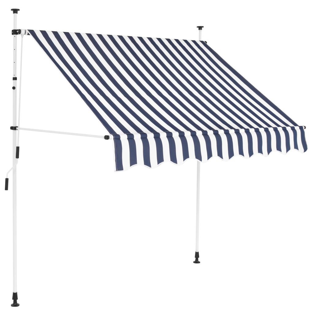 Zdjęcia - Dekoracje ogrodu i dekoracje zewnętrzne VidaXL Markiza zwijana ręcznie, 150 cm, niebiesko-białe pasy Lumarko! 