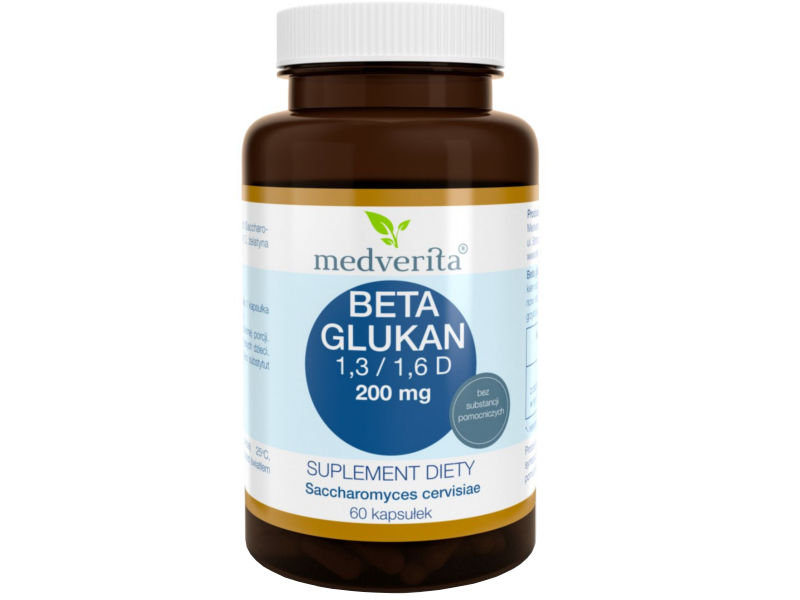 Medverita Medverita, Beta Glukan 1,3/1,6 D, 200 mg, 60 kapsułek, uniwersalny