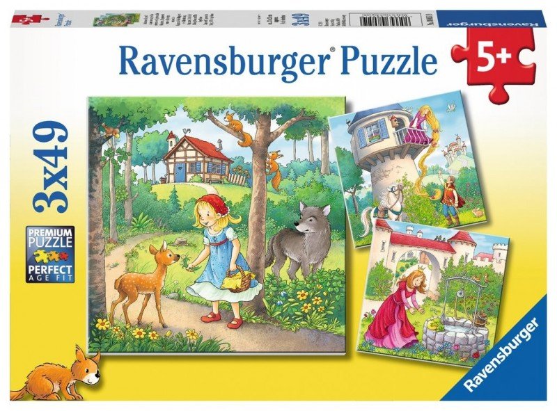 Ravensburger puzzle dziecięce 08051 Rapunzel, czerwony Kapturek i żaba królowa, wielokolorowe