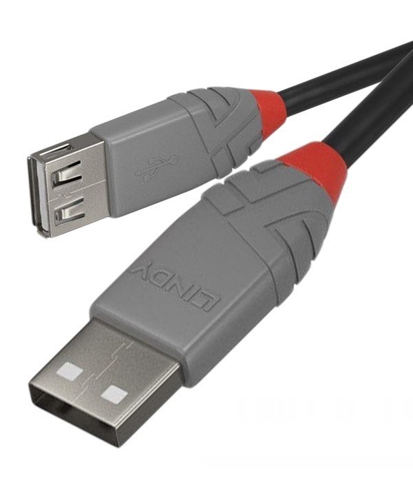 Zdjęcia - Kabel Lindy Przedłużacz USB 2.0  Type A Extension Cable, Anthra Line 2m Black 