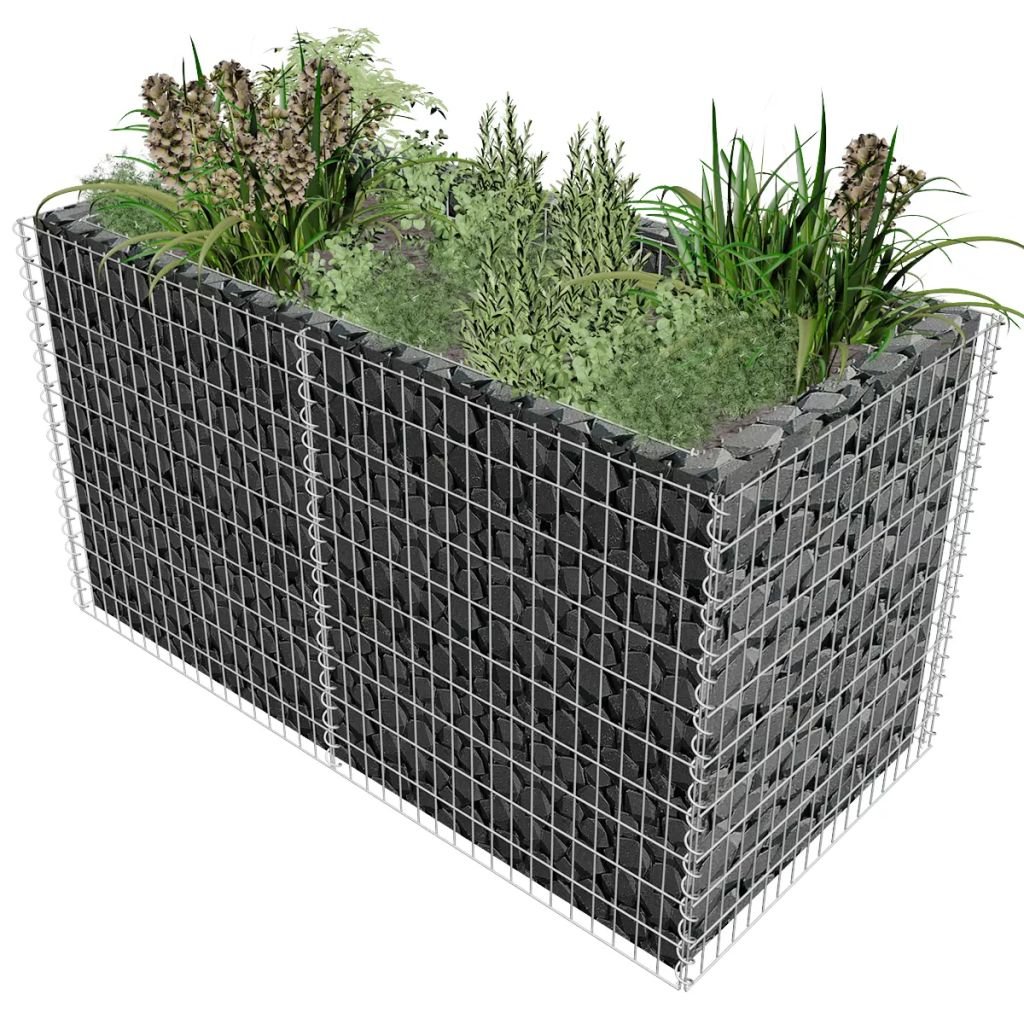 vidaXL Donica gabionowa ze stali 180 x 90 x 100 cm srebrna 142366