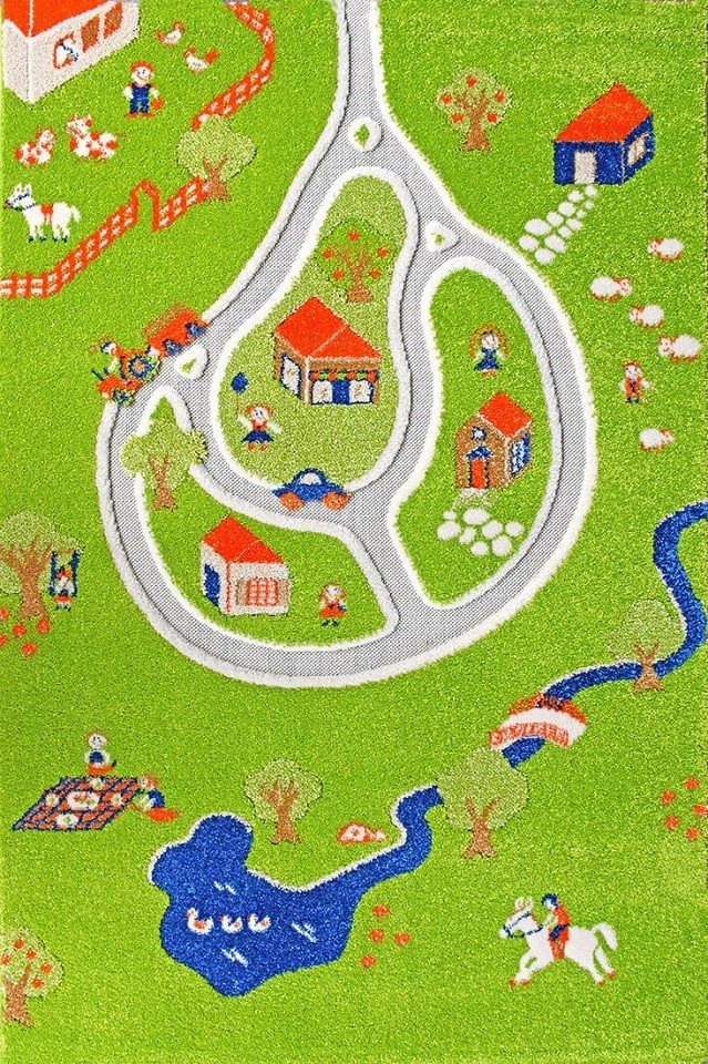 IVI Little Helper 101 md011ye13182 hipoalergiczny skutkami alergogennymi grubszy 3d dywan dla dzieci do zabawy, 134 x 180 cm, wielokolorowy, Zielony 101MD011YE13182
