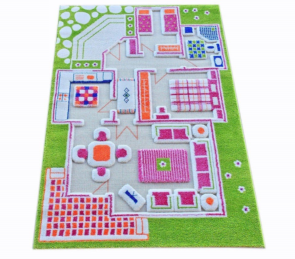 IVI Little Helper 121 md015ye10153 hipoalergiczny skutkami alergogennymi grubszy 3d dywan dla dzieci do zabawy, 100 x 150 cm, zielony 121MD015YE10153