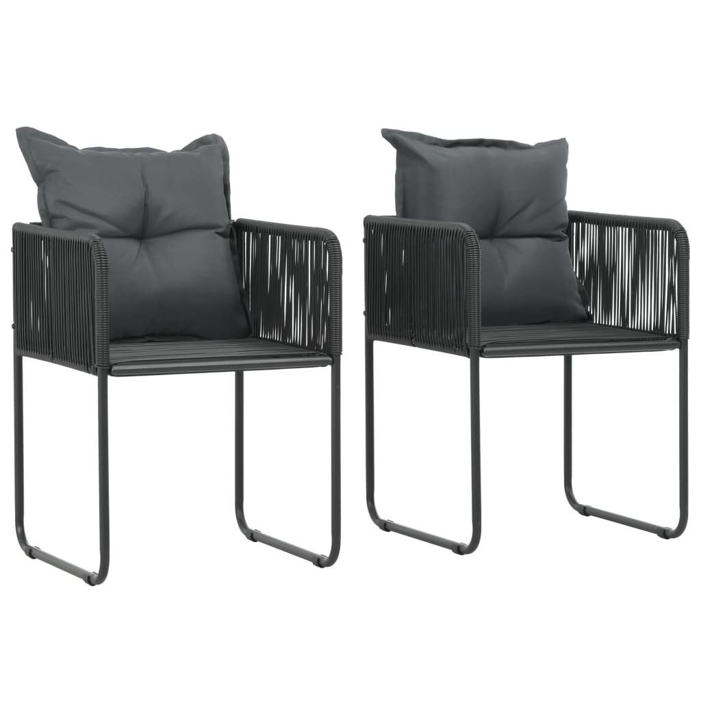 vidaXL Krzesła ogrodowe, 2 szt., polirattan, 51,5x51,5x67 cm, czarne