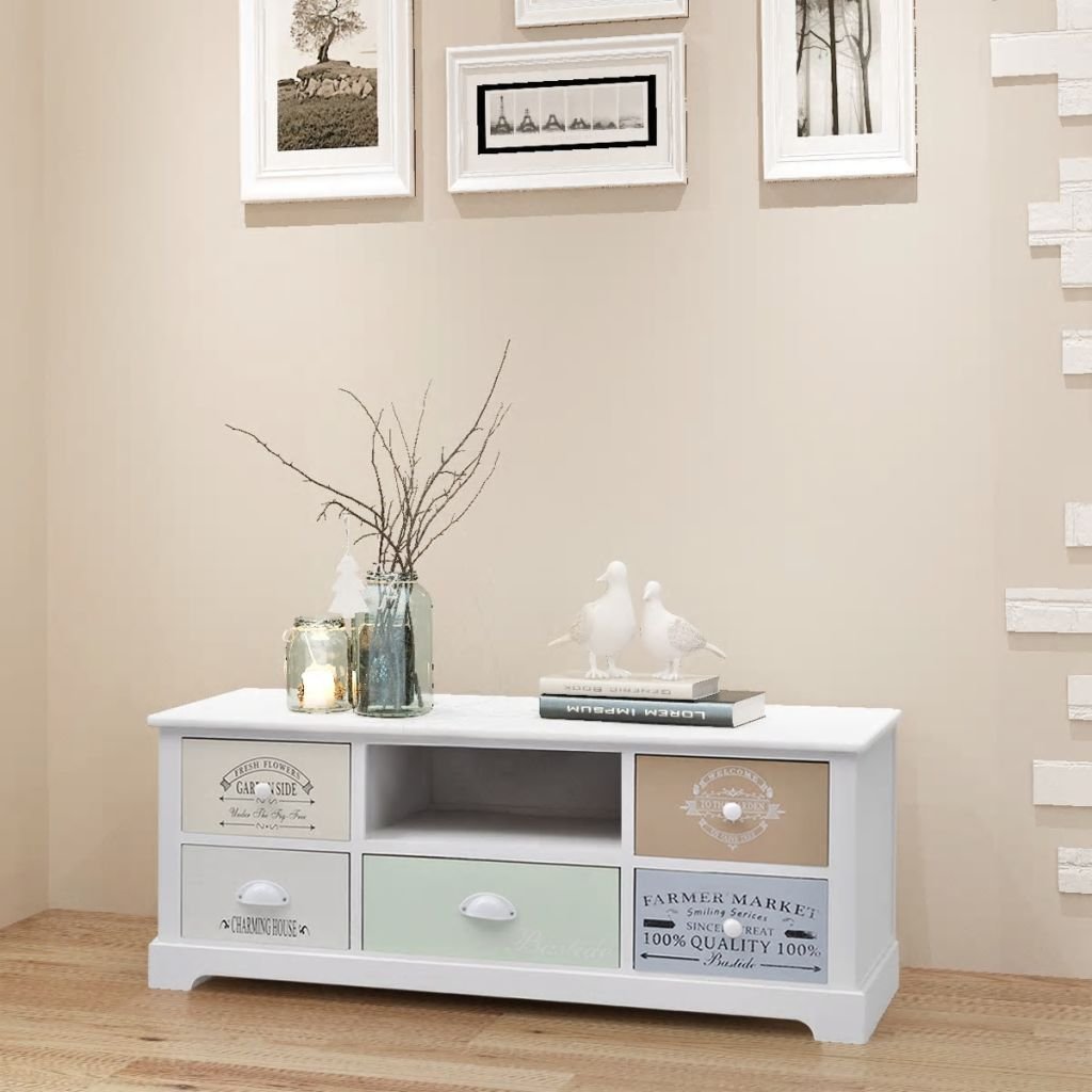 vidaXL Szafka francuska pod RTV postarzana w stylu Shabby Chic, drewno