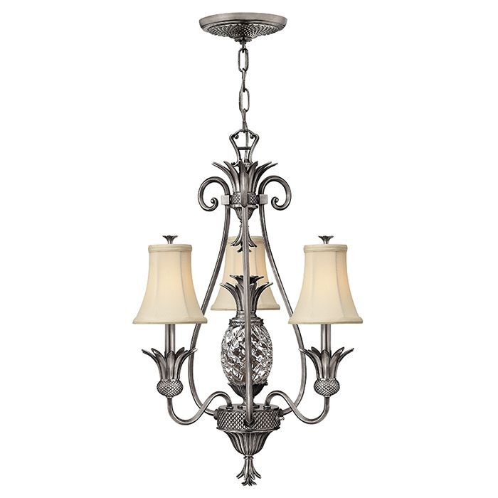 Elstead Lighting Plantation 3Lt Chandelier Polished Antique Nickel HK/PLANT3 PL Elstead lampa wisząca stylowa abażurowa HK/PLANT3 PL )