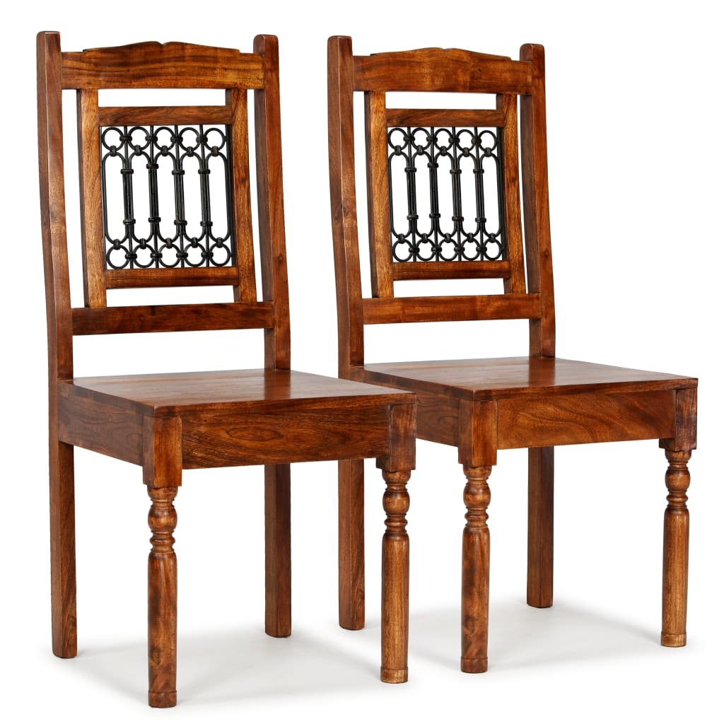 vidaXL Krzesła z litego drewna, stylizowane na sheesham, 2 szt.