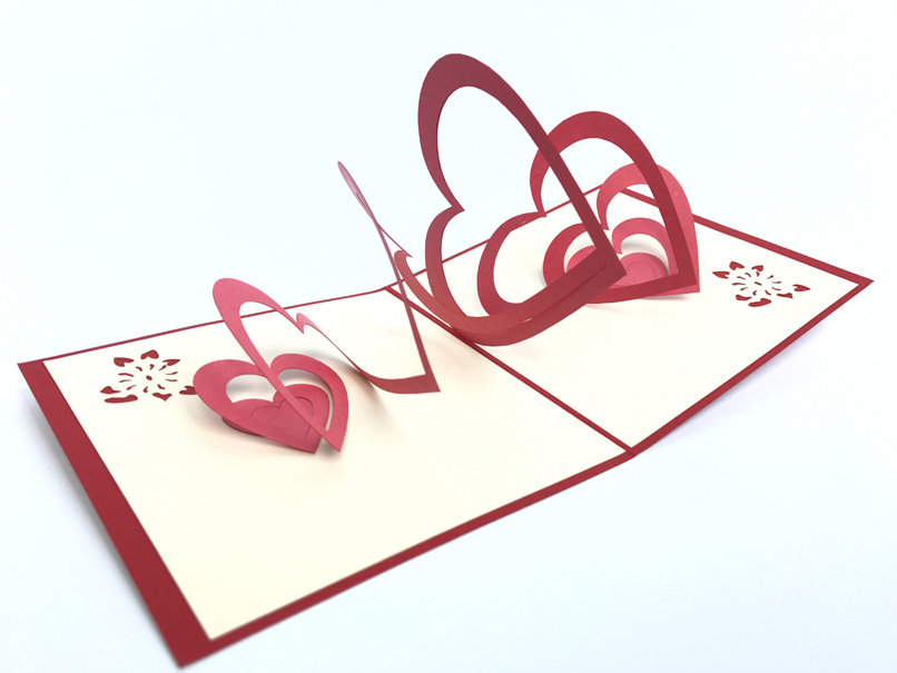 GrandGift Karnet walentynkowy 3D, Spirala serc