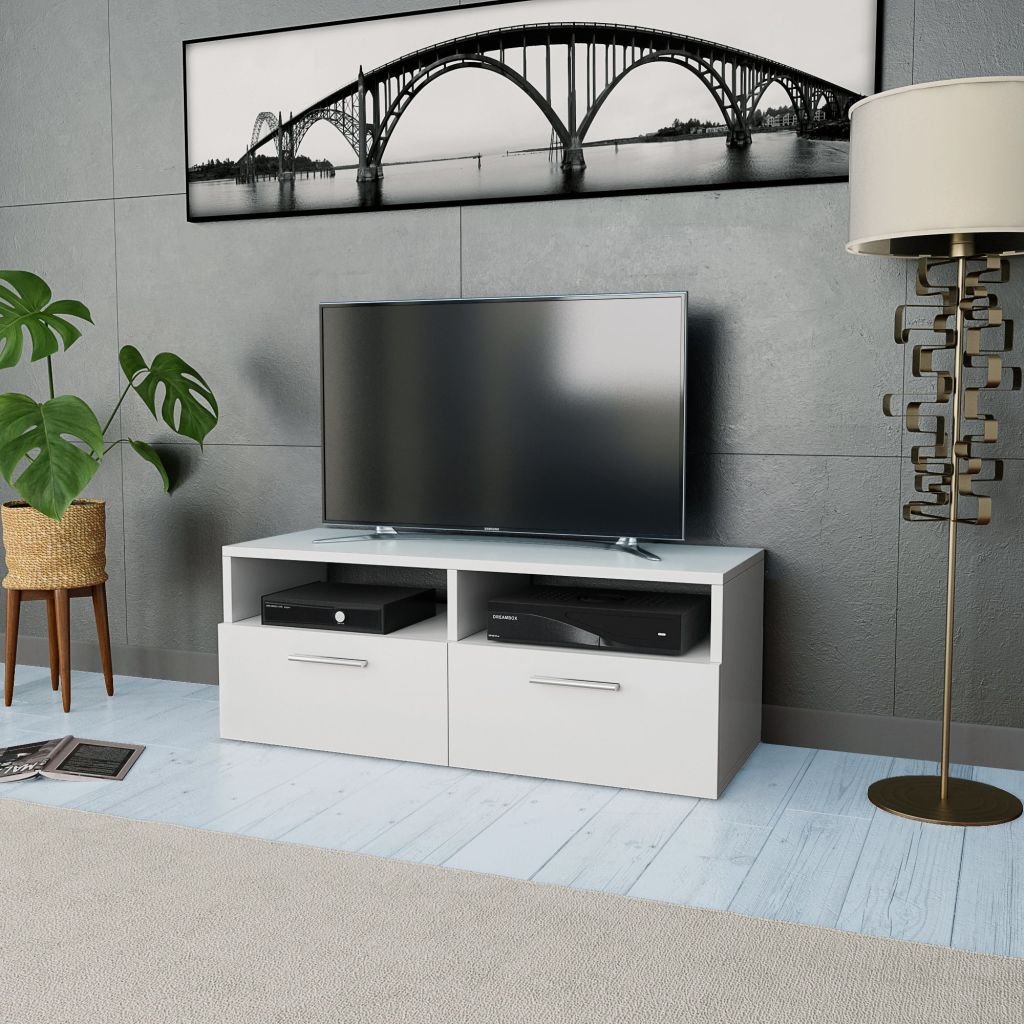 vidaXL Szafka pod TV z płyty wiórowej, 95 x 35 36 cm, biała vidaXL