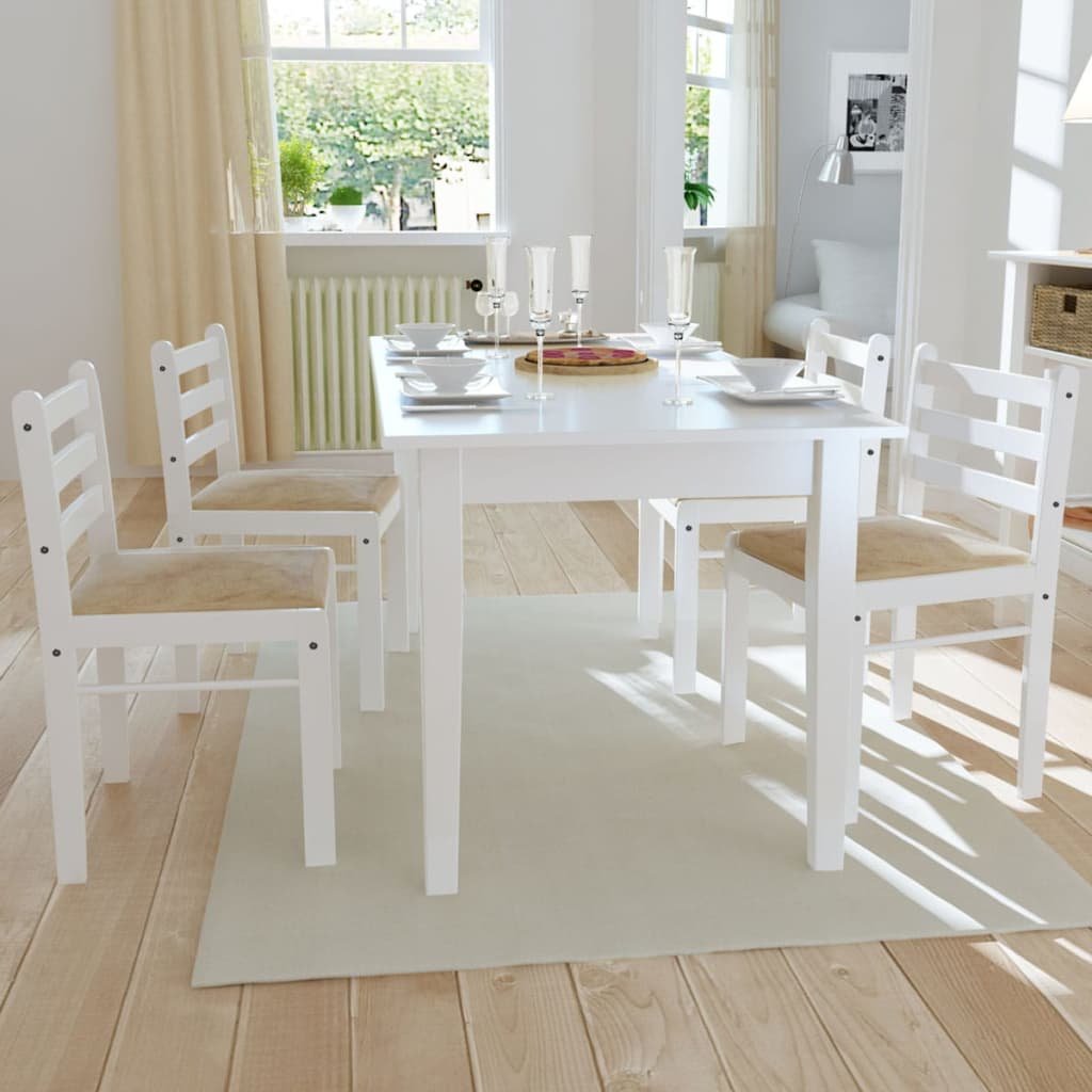 vidaXL Drewniane krzesła do jadalni Białe Kwadratowe x4