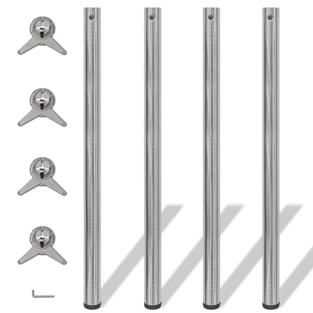 vidaXL vidaXL 4 Nogi do stołu z regulacją wysokości 1100 mm Nikiel
