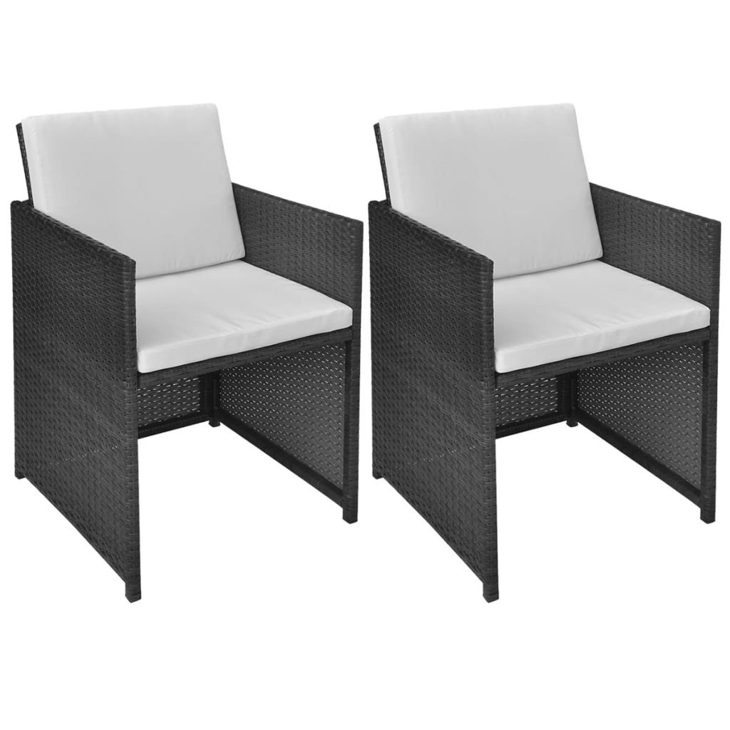 vidaXL Krzesła ogrodowe z poduszkami 2 szt. polirattan czarne 42559