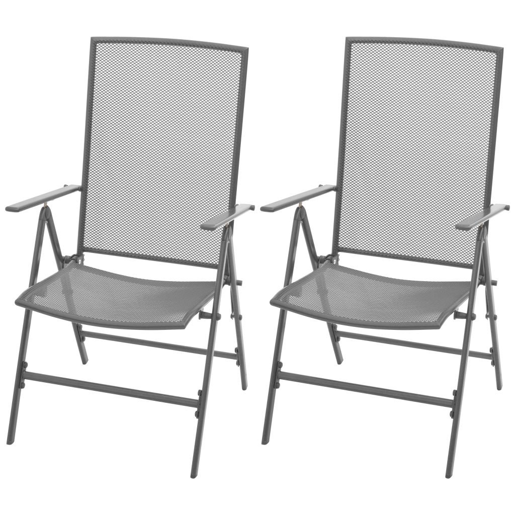 vidaXL Odchylane krzesła ogrodowe, 2 szt., metalowa siatka