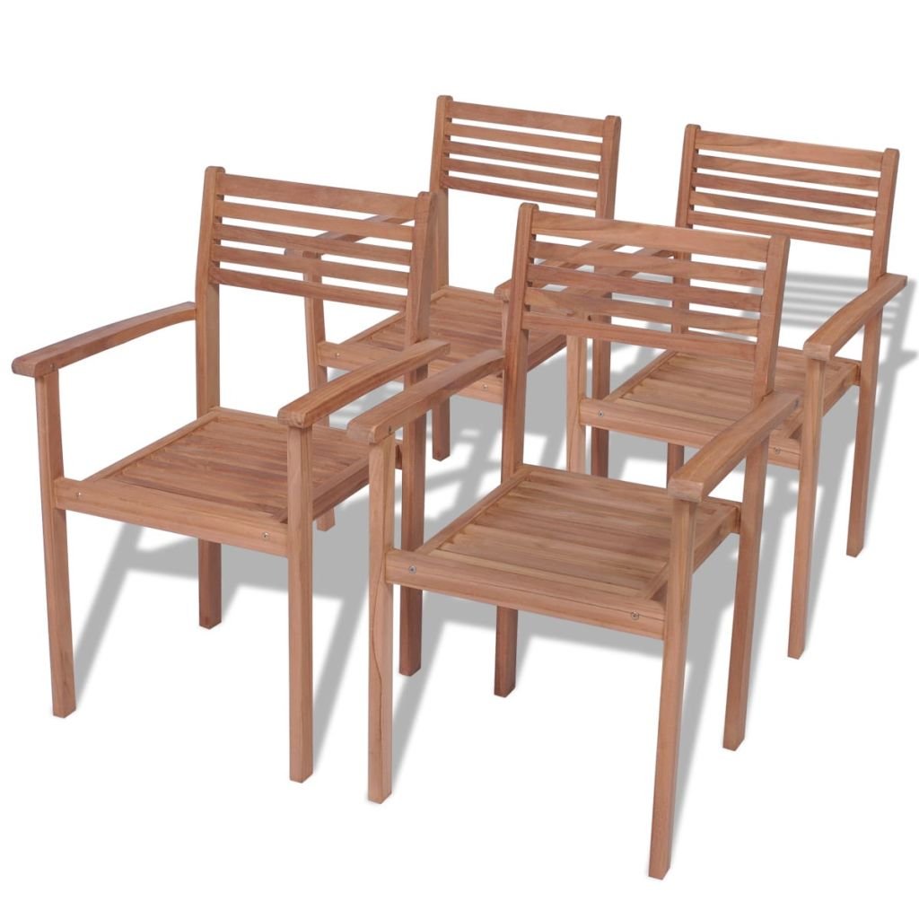 vidaXL Krzesła ogrodowe składane w stos, 4 szt., drewno tekowe
