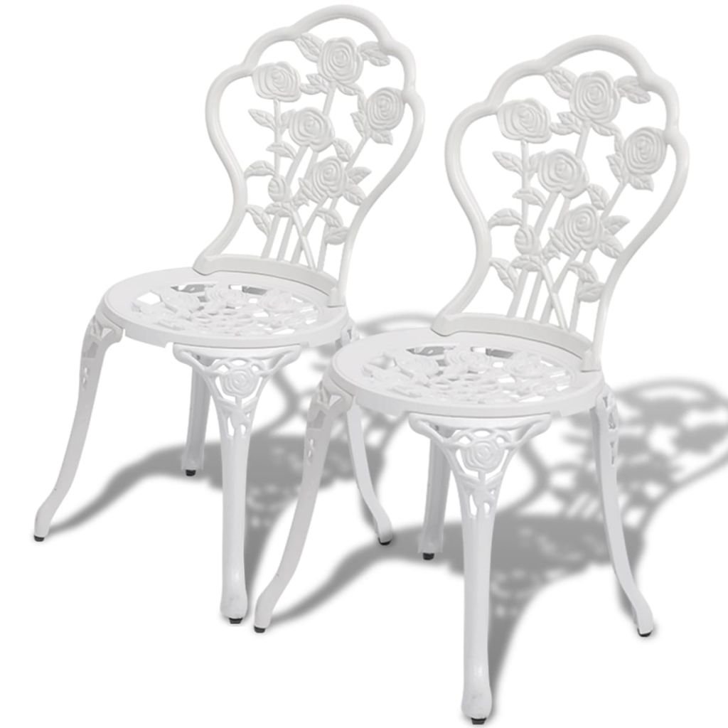 vidaXL Mozaikowe krzesła bistro, 2 szt, białe, 41x49x81,5 cm