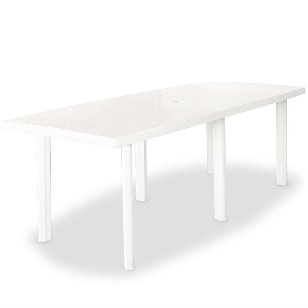 vidaXL Stół ogrodowy, plastik, biały, 210 x 96 72 cm