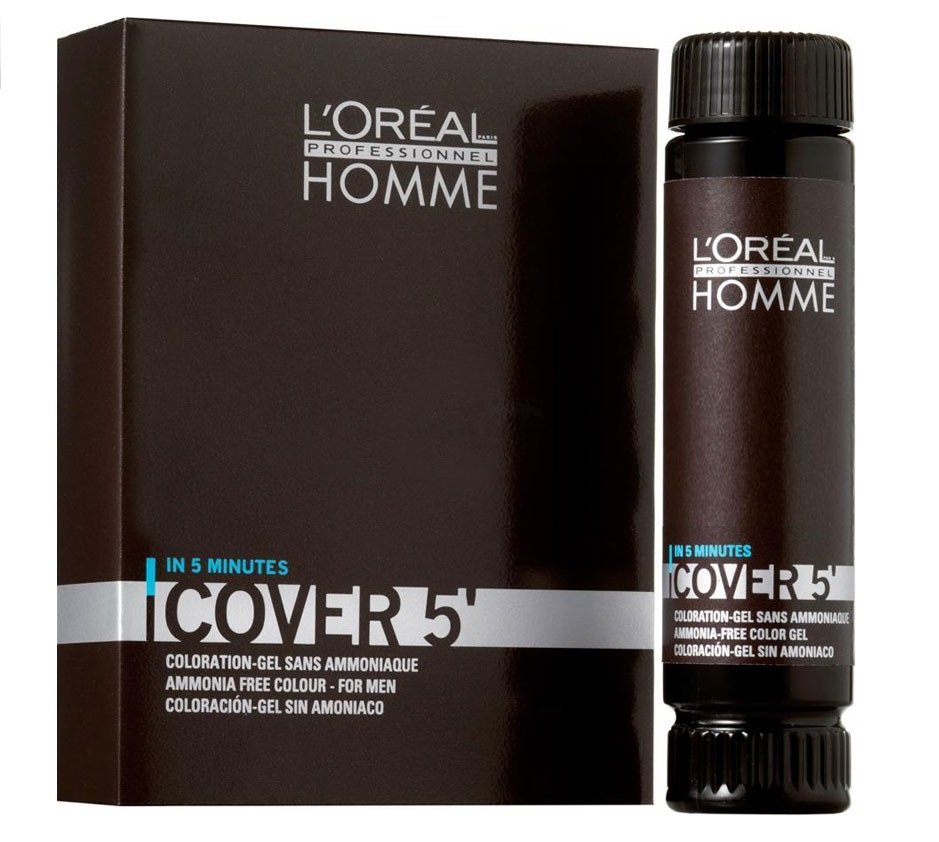 L'oreal Professionnel Professionnel Homme Cover 5 Ammonia-Free Hair Colour Gel żel do koloryzacji włosów dla mężczyzn 4 Brown 3x50ml