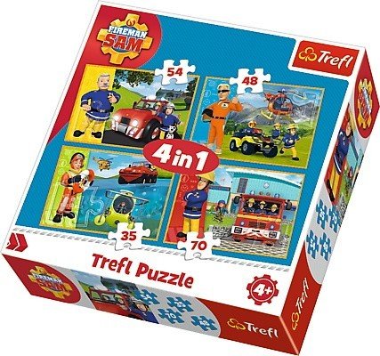 Trefl Puzzle 4w1 Strażak Sam na ratunek 34311