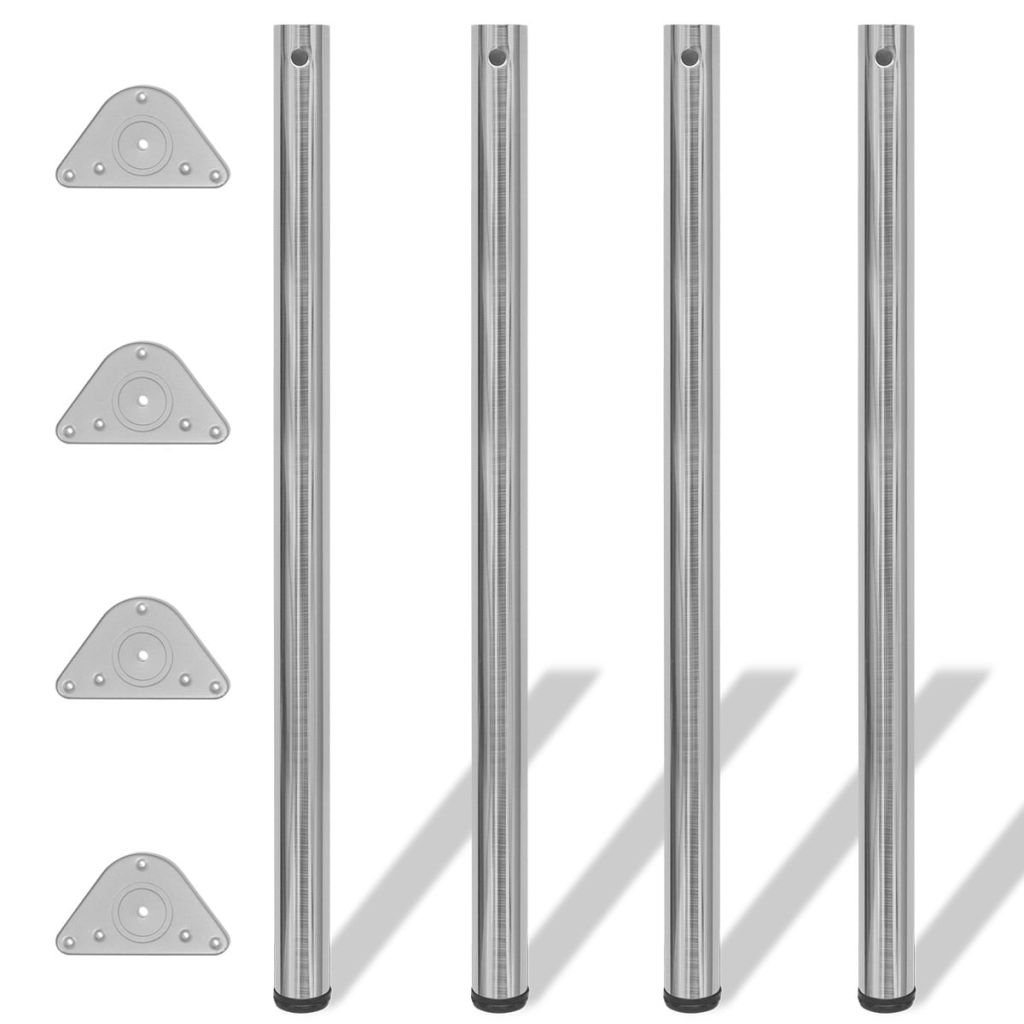 vidaXL vidaXL 4 Nogi do stołu z regulacją wysokości 1100 mm Nikiel Matowy