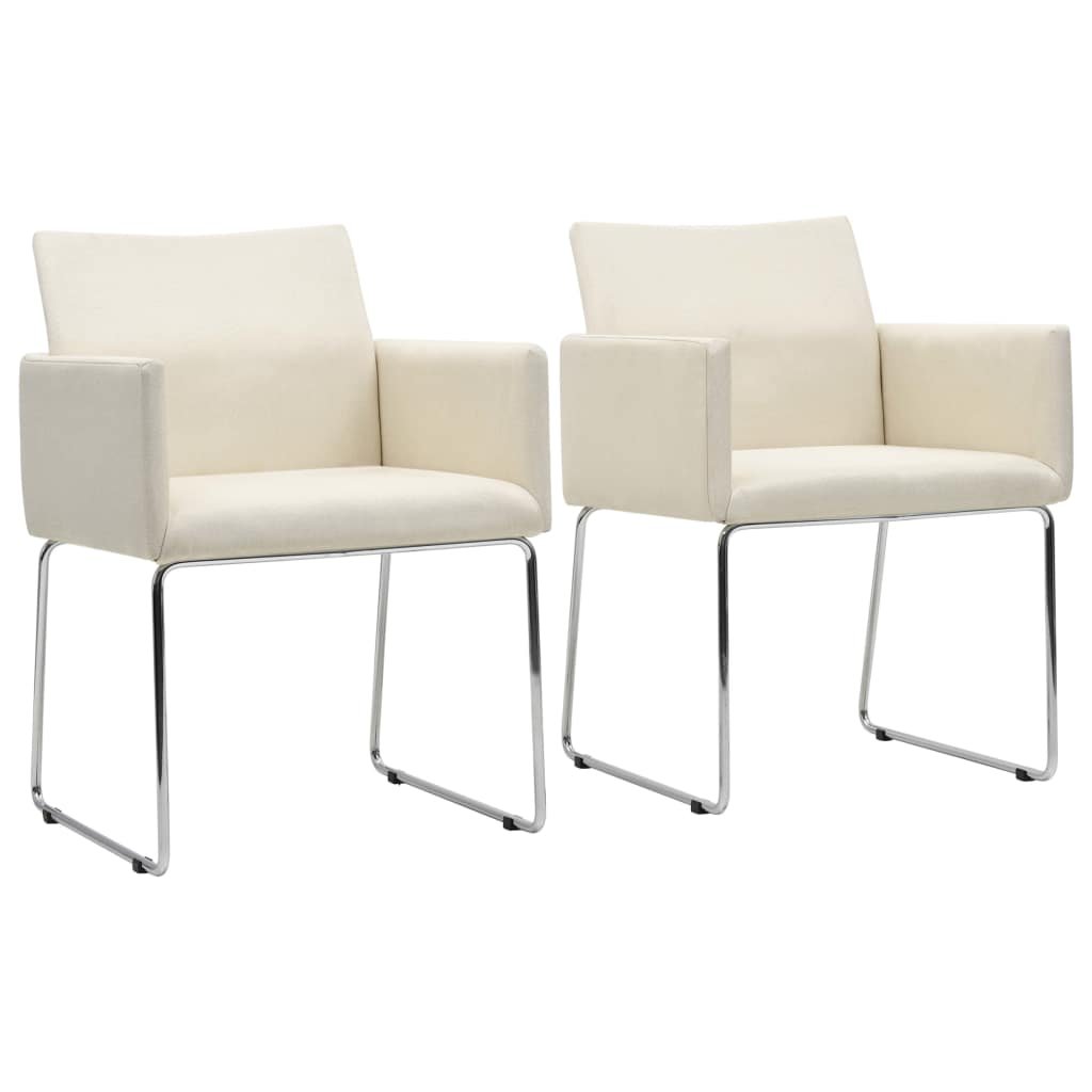 vidaXL Krzesła do jadalni, 2 szt., stylizowane na lniane, białe